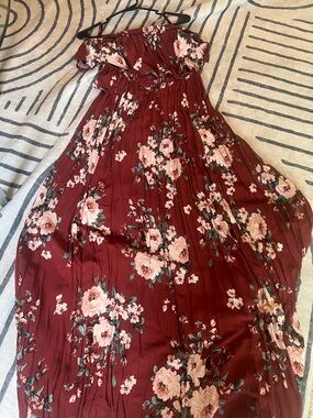 torrid Burgundy Floral Off-Shoulder Maxi Dress